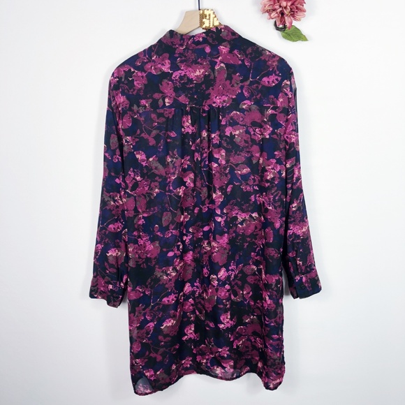[AVA & VIV] Floral Button Up Tunic Top - Picture 4 of 8